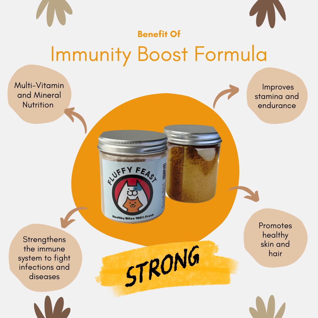 (Strong)Fluffy Feast Immunity Boost Formula for Dogs & Cats – Natural Immune Support with Turmeric