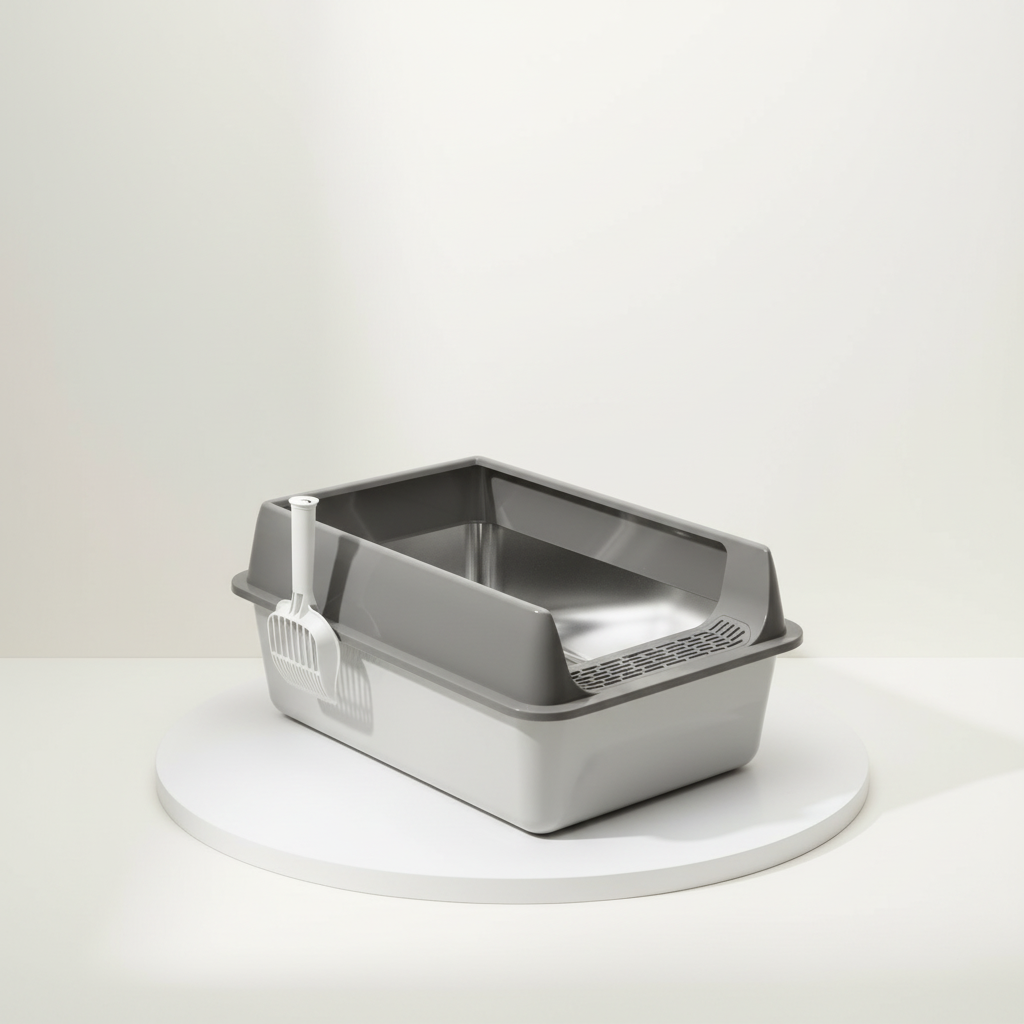 Stainless Steel Cat Litter Box with High Sides & Anti-Splash Guard – Durable, Easy-to-Clean Design