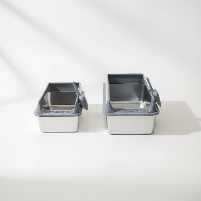 Stainless Steel Cat Litter Box with High Sides & Anti-Splash Guard – Durable, Easy-to-Clean Design