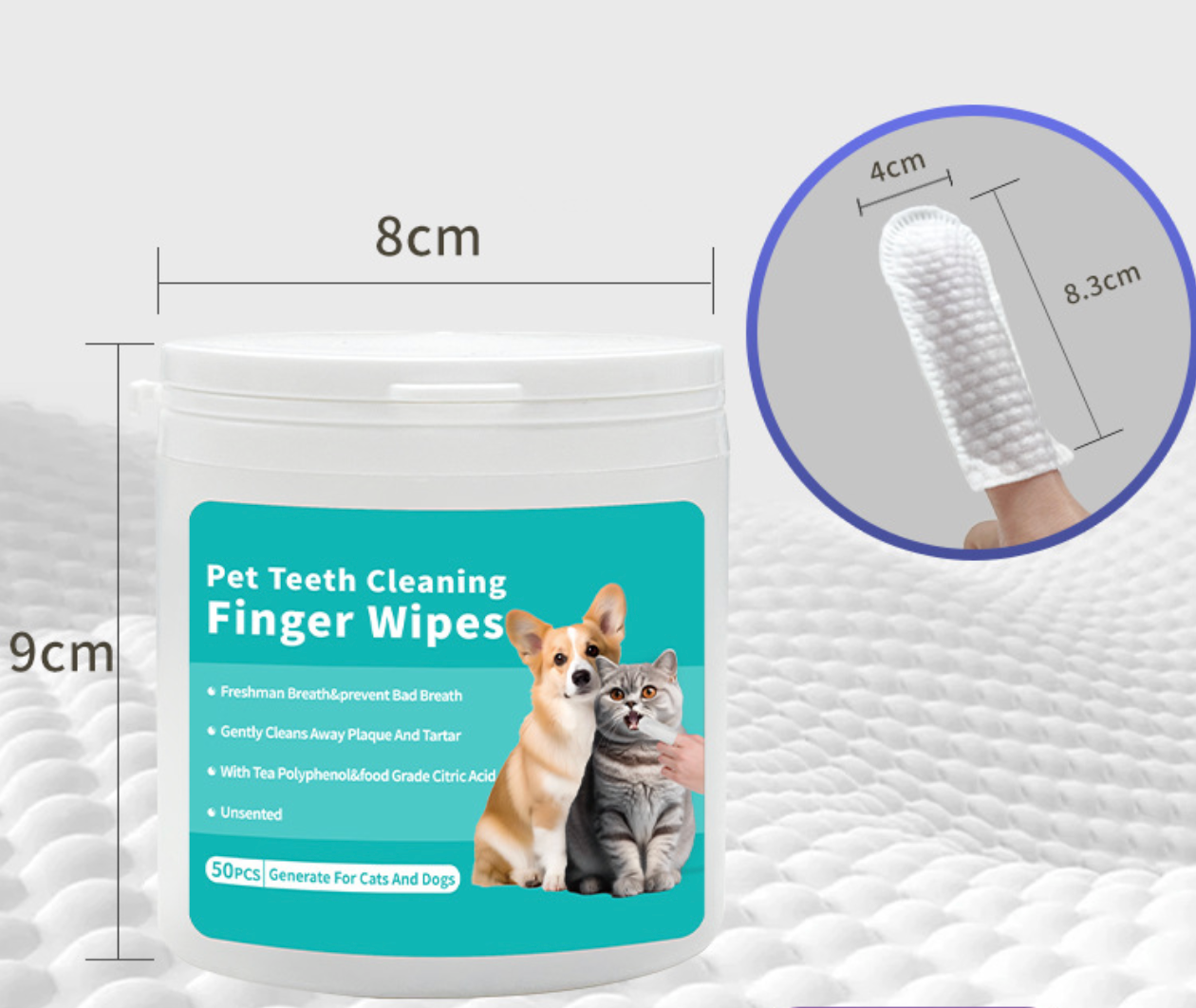 Gentle Pet Ear Cleaner Finger Wipes - 50 Count