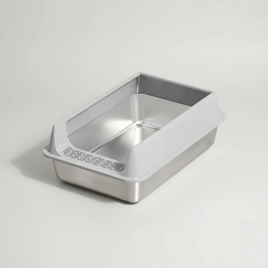 Stainless Steel Cat Litter Box with High Sides & Anti-Splash Guard – Durable, Easy-to-Clean Design