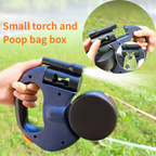 4-in-1 Retractable Dog Leash with Flashlight, Waste Bag Dispenser & Dual Leads