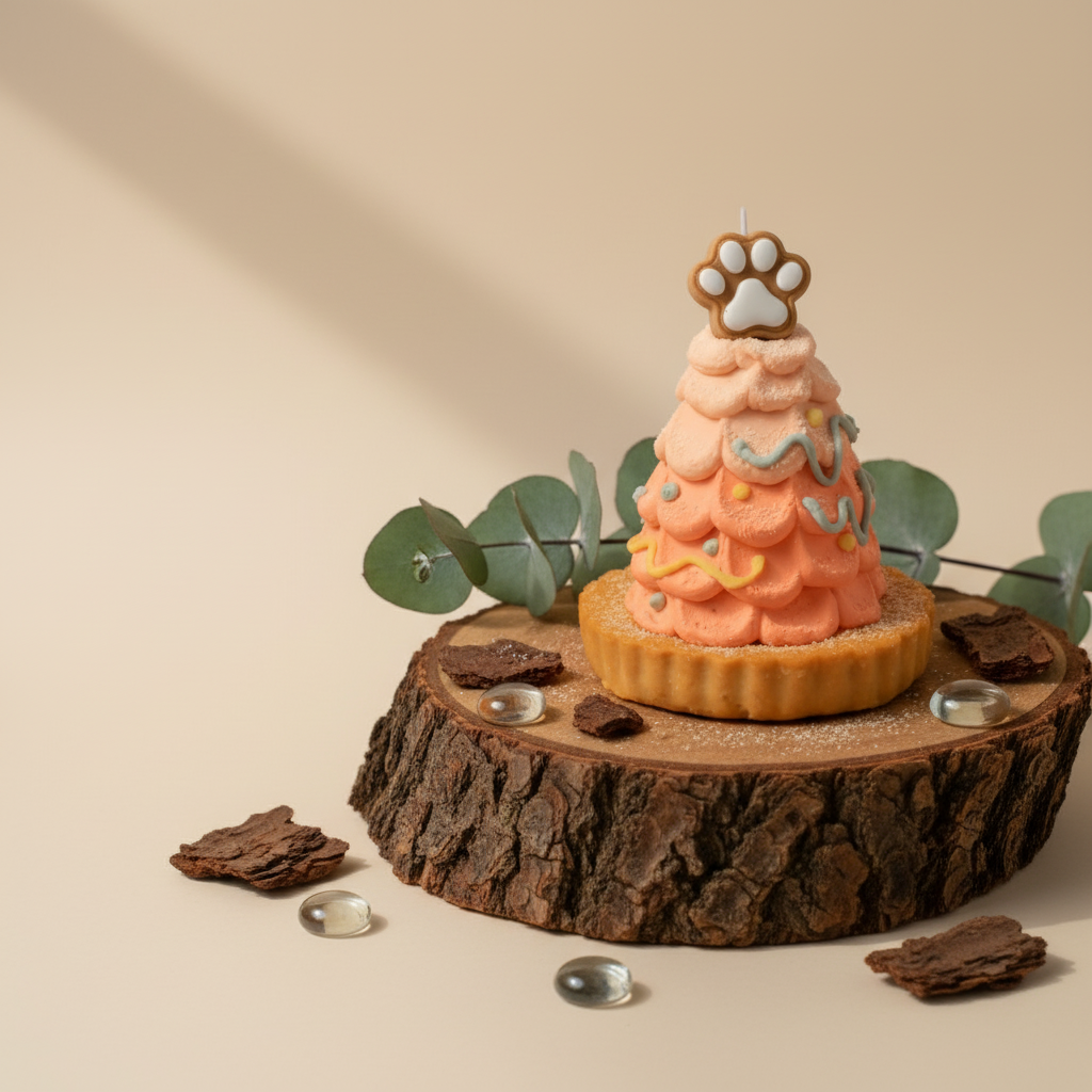 Holiday Pet Cake – Christmas Tree Treat for Dogs & Cats with Paw Cookie Topper