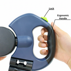 4-in-1 Retractable Dog Leash with Flashlight, Waste Bag Dispenser & Dual Leads