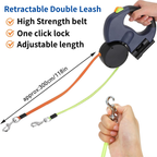 4-in-1 Retractable Dog Leash with Flashlight, Waste Bag Dispenser & Dual Leads
