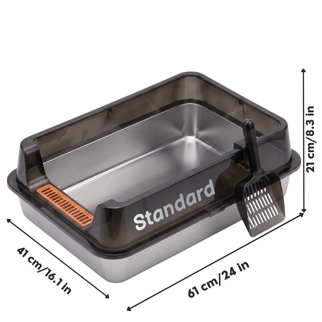 Stainless Steel Cat Litter Box with High Sides & Anti-Splash Guard – Durable, Easy-to-Clean Design