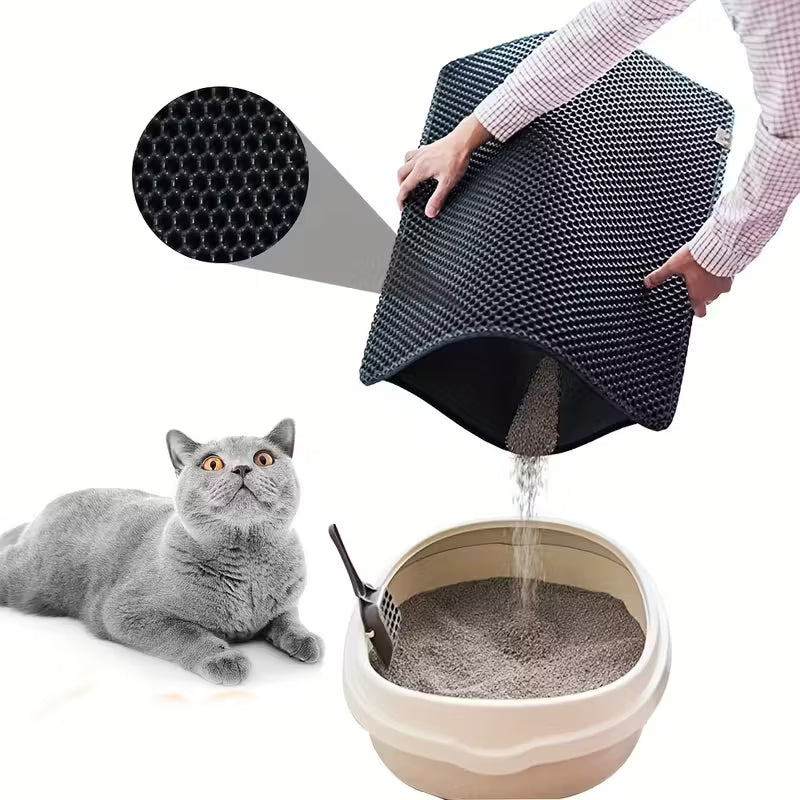 Double-Layer Cat Litter Trapping Mat – Waterproof, Easy-Clean Honeycomb Design