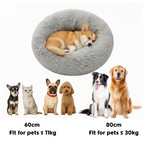 Fluffy Calming Pet Bed – Round Donut Plush Cushion for Cats & Dogs